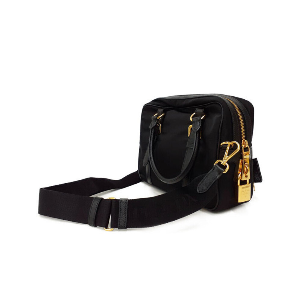 Prada Nylon Bauletto Black Saffiano Satchel 2way Tessuto
